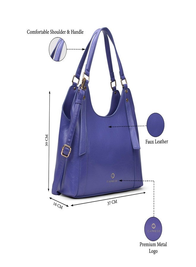 كابريس حقيبة كابريز جنيف متوسطة الحجم للنساء | حقيبة كتف من الجلد الصناعي ذي الملمس المجعد مع حزام قابل للتعديل والفصل | حقيبة يد واسعة للاستخدام اليومي مع إغلاق بسحاب آمن للاستخدام في المكتب (أزرق) - Image 3